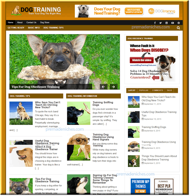 dog training affiliate turnkey website dog training premade plr niche blog