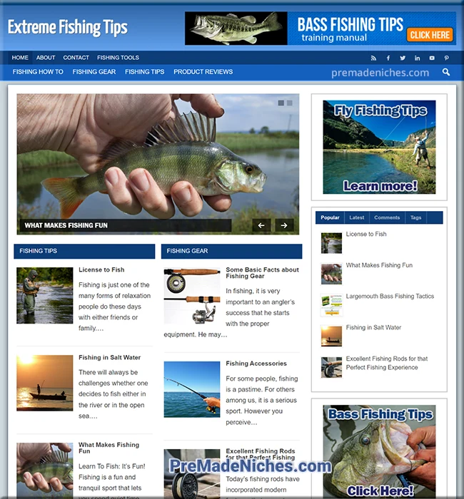 ready made fishing niche blog