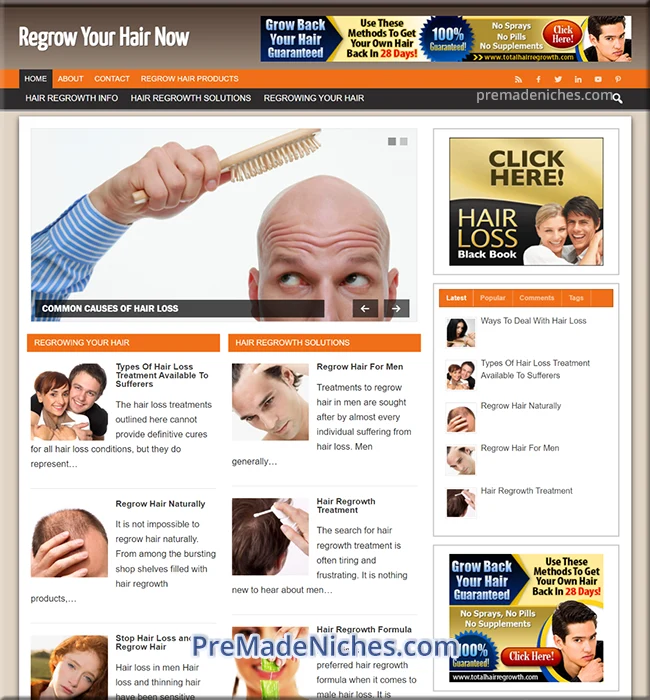 pre made hair regrowth website