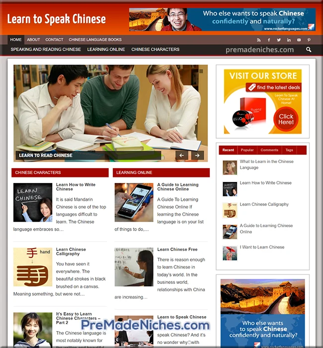 learn Chinese Adsense site