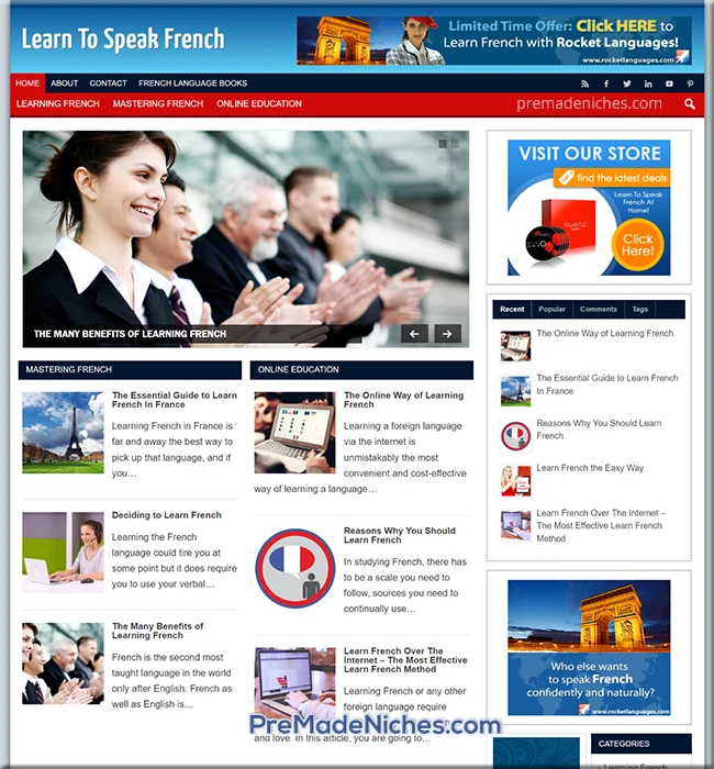 pre made learn French site