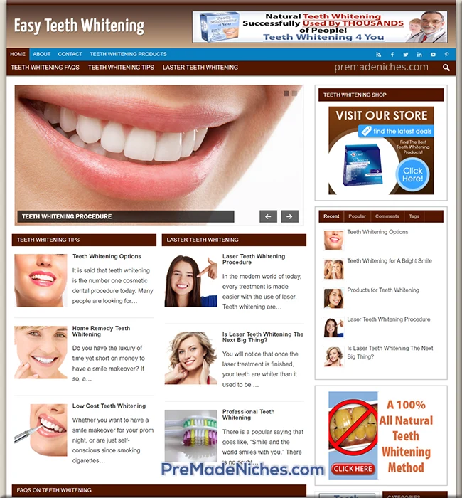 pre made teeth whitening site
