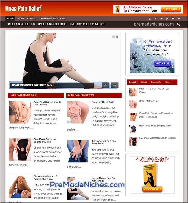 knee pain turnkey website