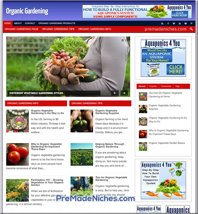 organic gardening premade blog