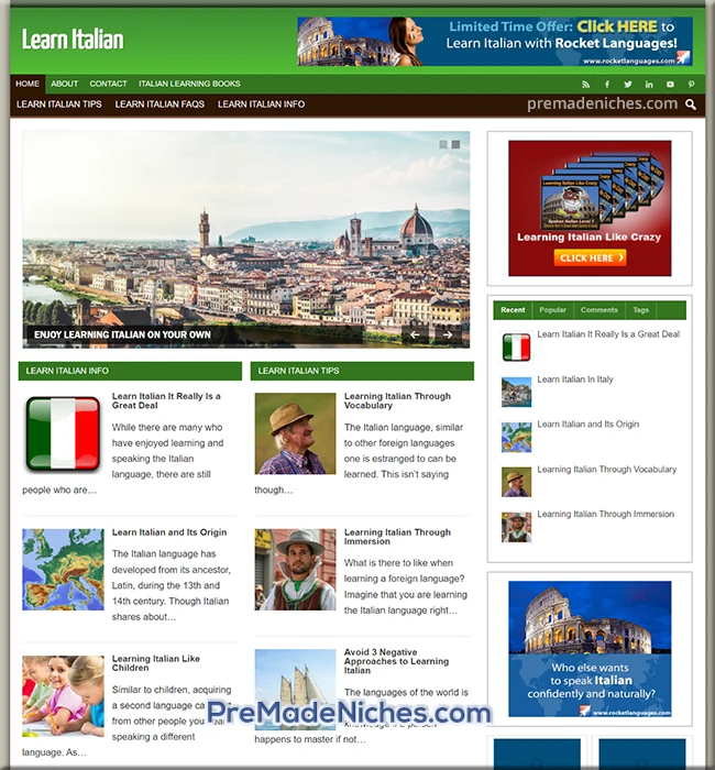 learn Italian Adsense website