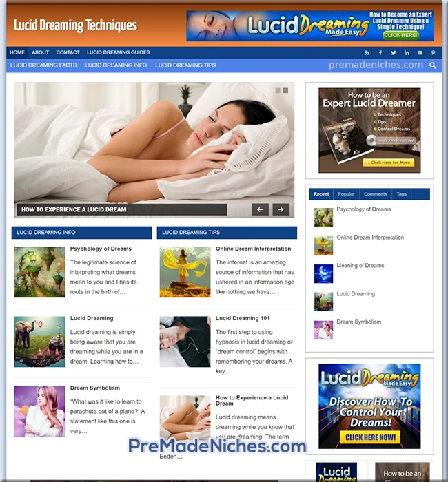 lucid dreaming pre made site