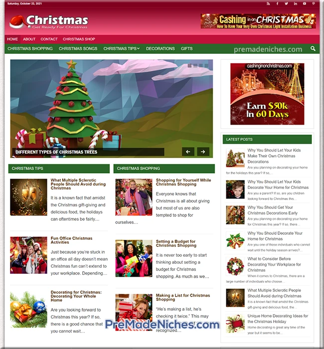 pre-made Christmas niche blog
