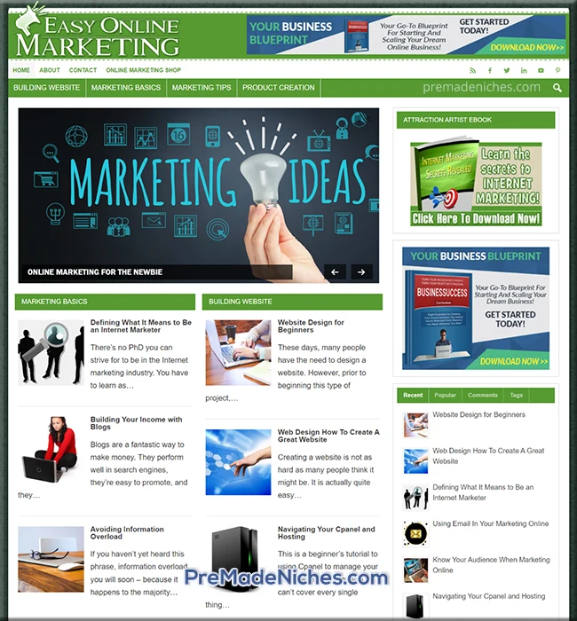 pre made online marketing blog