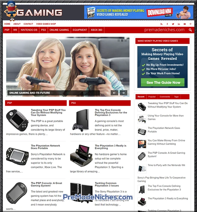 pre made online gaming blog