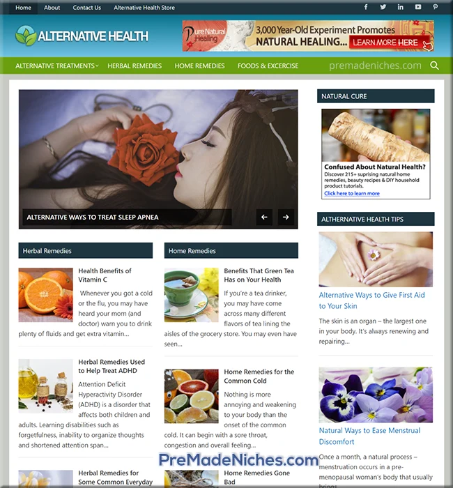 pre made alternative health blog