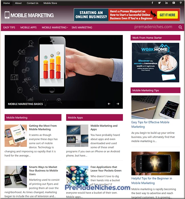 pre-made mobile marketing site