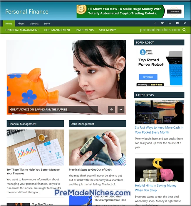 pre made personal finance site