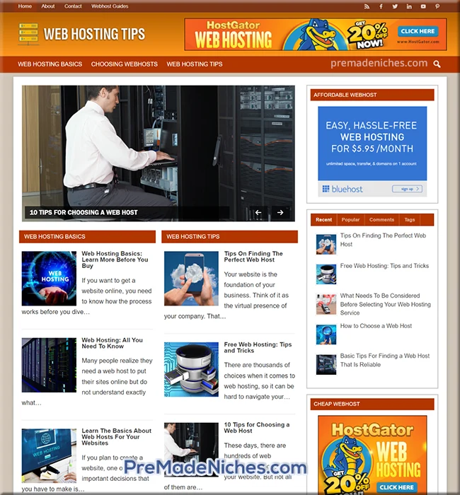 web hosting ready made site