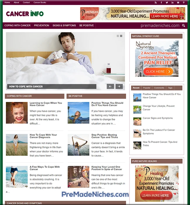 cancer info turnkey website