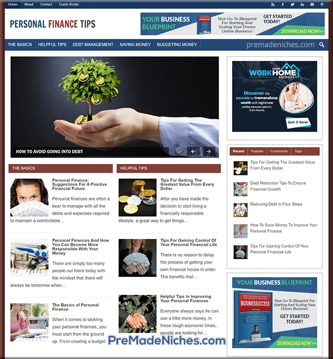 personal finance pre-made blog
