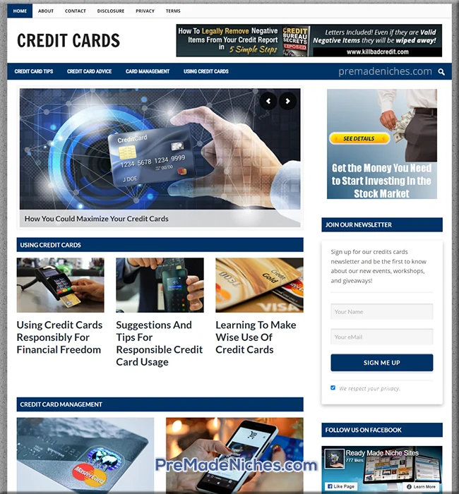 credit cards turnkey site