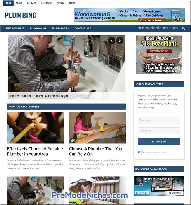 plumbing ready made site