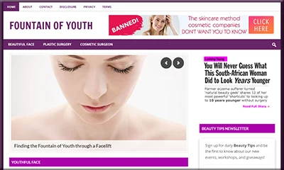 Fountain of Youth Premade Website with Resell Rights