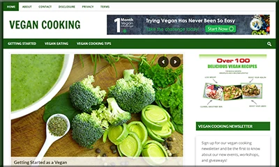 Vegan Cooking PLR Info Website with PLR Package