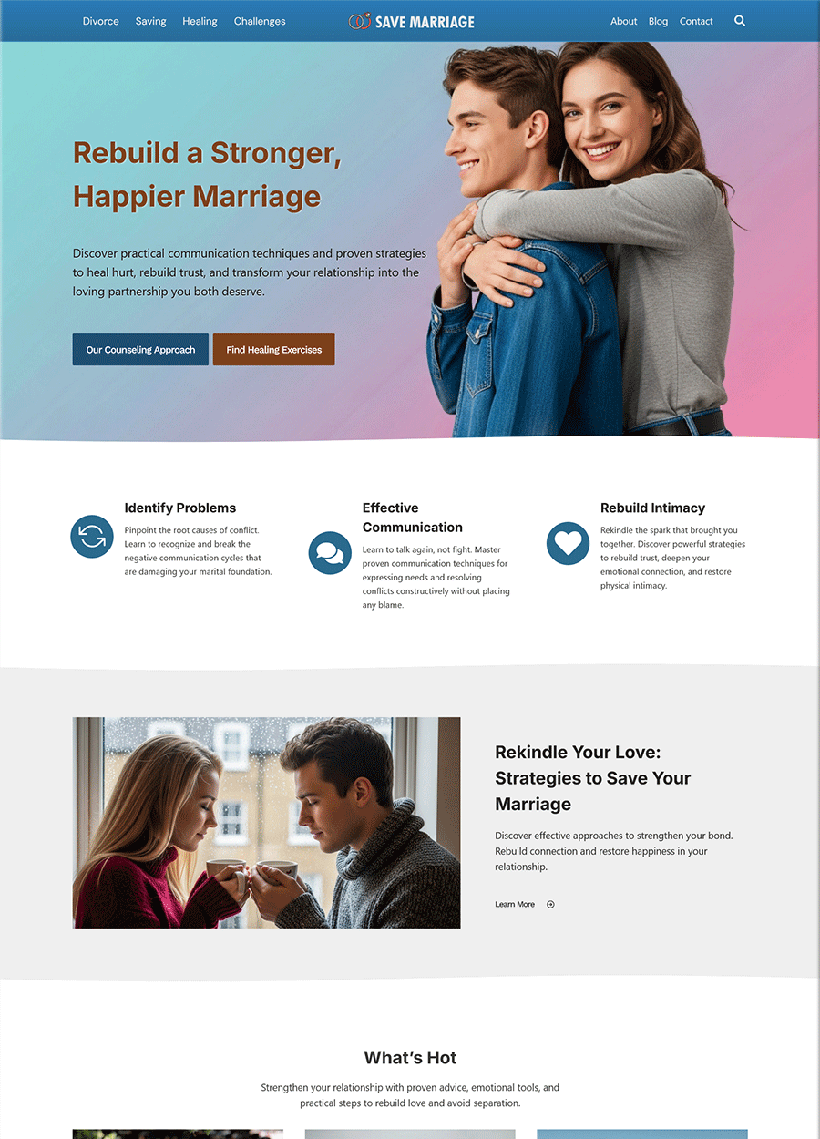 Professional Save Marriage Website Template Screenshot of a professional website template for saving a marriage.