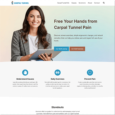 Turnkey Carpal Tunnel Relief Website Package