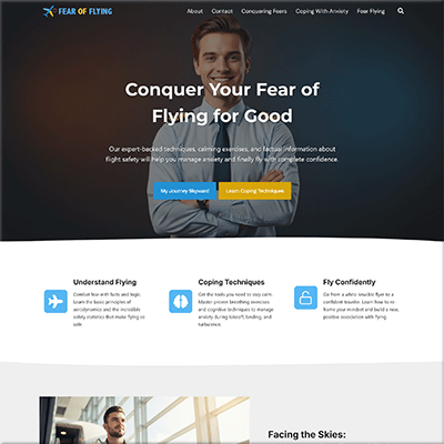 Pre-Made Overcome Fear of Flying Website Package
