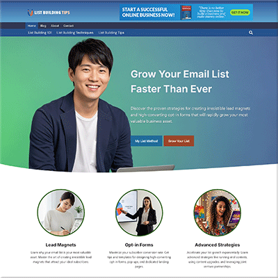 Done for You List Building Tips Website Kit