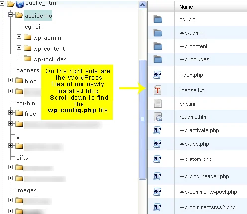 Finding wp config using file manager on your web host