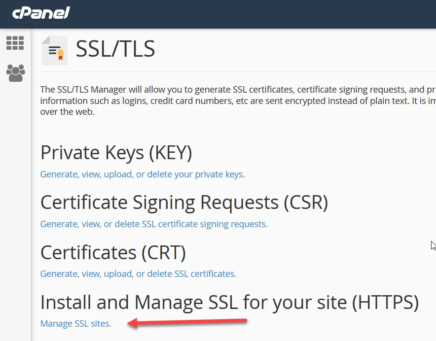 go to SSL/TLS button page
