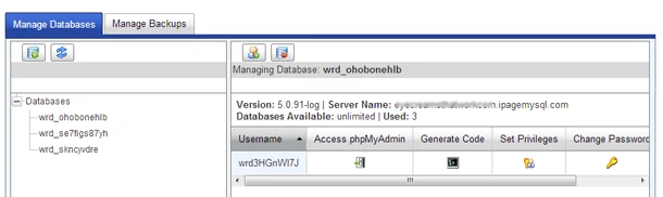 database management page