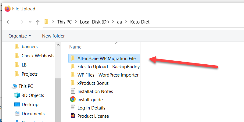 all one wp migration folder