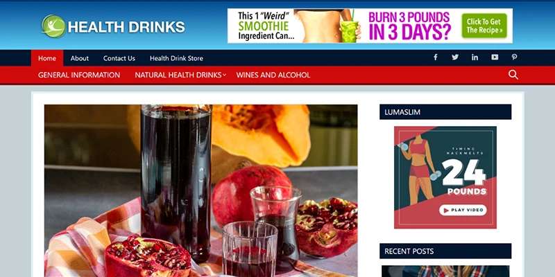 health drinks niche website