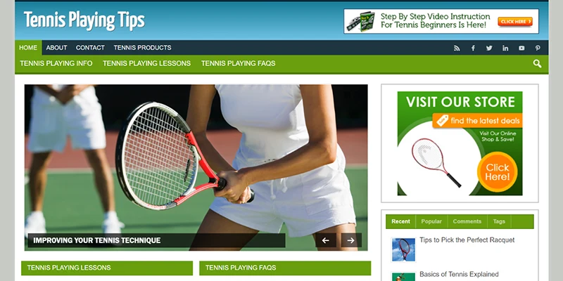 tennis playing niche website