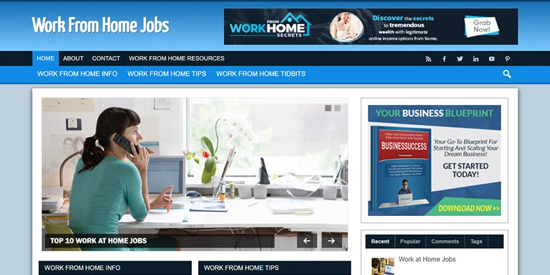 work from home jobs WP website