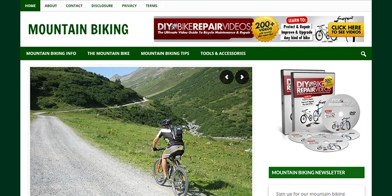 mountain biking affiliate website
