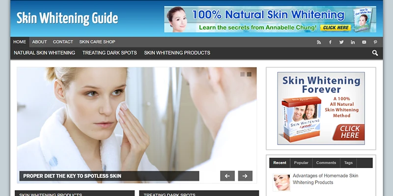 skin whitening website