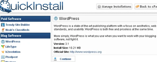 Quick Install WordPress